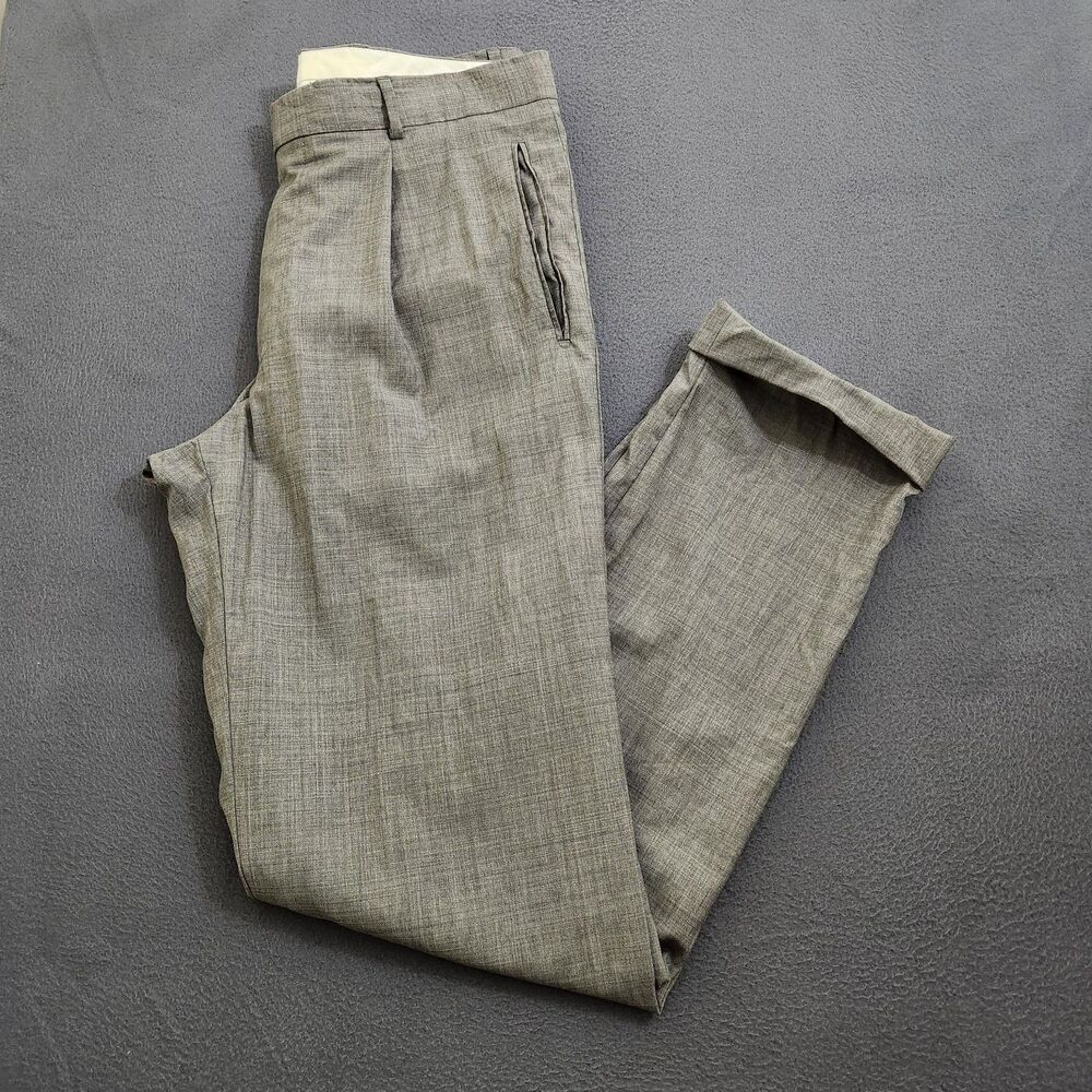 Hugo Boss Einstein/Sigma Dress Pants Men 42L(35X34) Gray 100% Wool Pleated Slack